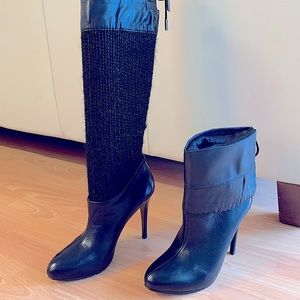 High heel black leather boots Marciano $420 like new